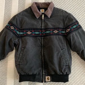 Vintage Hard to Find Carhartt Aztec Print Stripe Heavy Winter Jacket